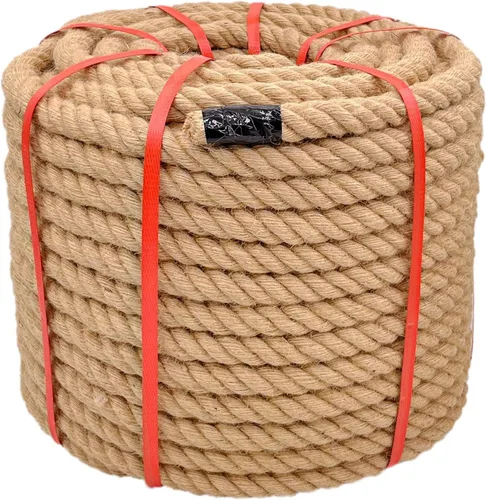 Vista 9 de Cuerda de Cáñamo Natural (1 pulgada x 50 pies) Cuerda de Manila Trenzada Cuerda de Yute Gruesa para Manualidades, Cuerda de Columpio de Porche