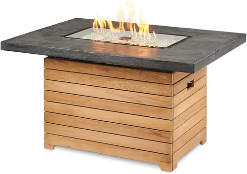 Vista 10 de Outdoor GreatRoom Co - Mesa para hoguera de propano – Darien – Pozos de gas para patio exterior – Mesa rectangular de hormigón Everblend de 44