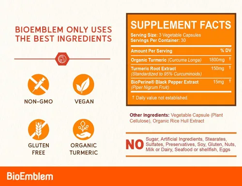 Vista 3 de BioEmblem Suplemento de aceite de krill antártico Suplemento de curcumina de cúrcuma con BioPerine