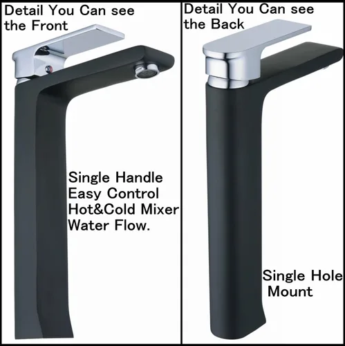 Vista 7 de Leekayer Baño recipiente fregadero grifo cromo sola manija negro pintura un agujero cubierta montaje lavabo mezclador latón