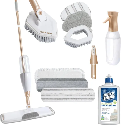 Vista 15 de Quick Shine Ultimate Gold Spray Mop Kit Kit todo en uno de 10 piezas con accesorios intercambiables No necesita baterías Sistema de limpieza