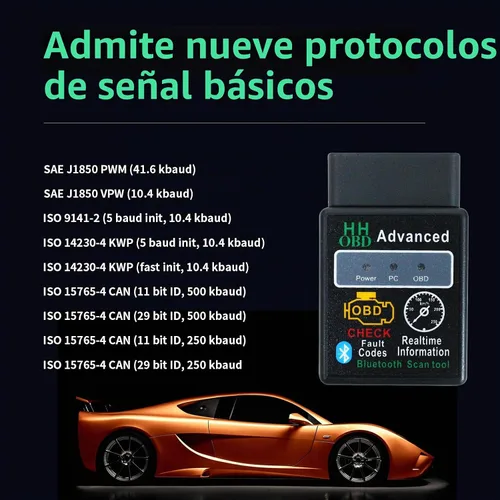 Vista 7 de OBD2 Bluetooth Lector de Códigos de Diagnóstico Inalámbrico OBD II Herramienta de Escaneo Restablecer y Borrar Verificar Luz del Motor del Coche