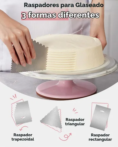 Vista 4 de Kootek - Juego de platos giratorios de aluminio para decoración de hornear, 12 pulgadas Beginner-friendly, Baking Supplies Tools with Cake Stand