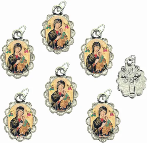 Vista 20 de Catholica Shop Colgante de medalla pequeña en tono plateado para ropa religiosa católica - Jesús, María y Santos, paquete de 6