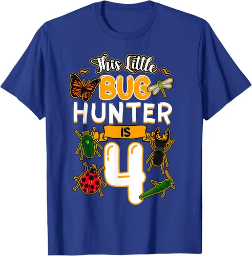 Vista 20 de Camiseta de fiesta de cumpleaños de insectos de este cazador de insectos de 4 años, Negro, S