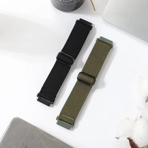 Vista 2 de Paquete de 2 correas elásticas de nailon compatibles con Amazfit Active 2/Active 3 Premium/Active, correas deportivas de repuesto suaves de 0.787