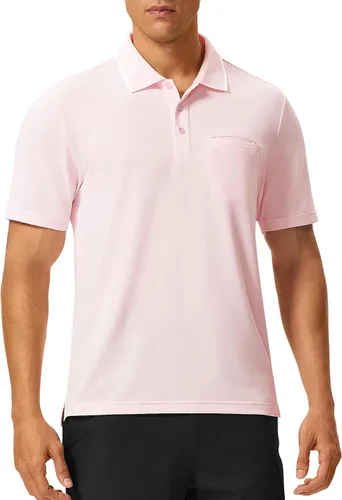 Vista 39 de Rdruko Camisas polo para hombre de manga corta, secado rápido, para golf y deportes al aire libre con bolsillo 01 Negro