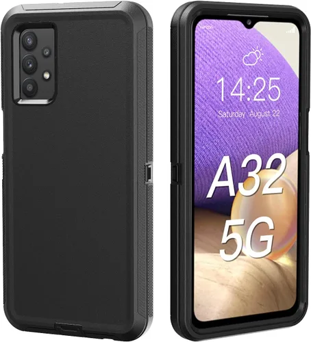 Vista 2 de Funda resistente para Galaxy A32 5G, no compatible con 4G, con clip, a prueba de golpes, a prueba de caídas, a prueba de polvo, (negro)