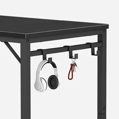 Vista 6 de HOOBRO BB40UDN01 - Escritorio pequeño de 31.5 pulgadas con toma de corriente, mesa de escritura con puertos de carga USB y 3 ganchos para oficina