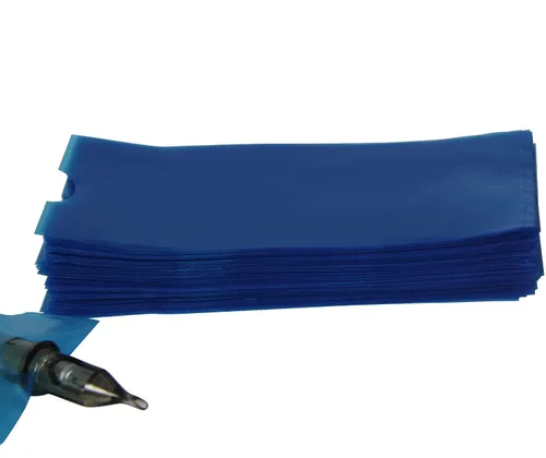 Vista 6 de 200 fundas para bolígrafos, fundas para máquina, impermeables, desechables, color azul, fundas transparentes para bolígrafo