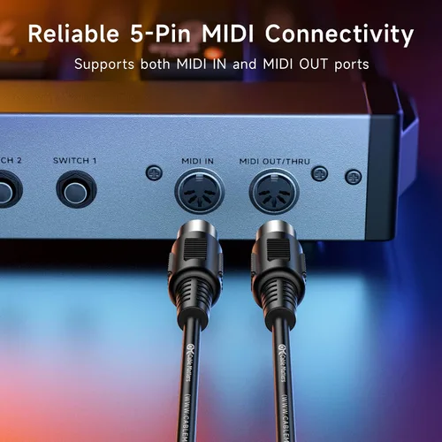Vista 3 de Cable Matters Paquete de 2 cables MIDI DIN de 5 pines, cable MIDI de 5 pines - 3 pies