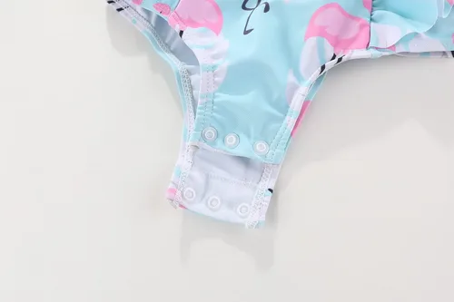 Vista 6 de Amberetech Traje de baño de una pieza para niñas con volantes, sin mangas, bikini para la playa