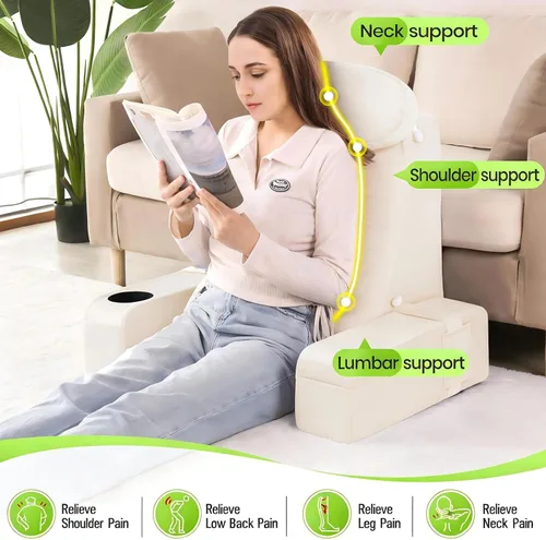 Vista 6 de Almohada de lectura para adultos, almohada de espalda para sentarse en la cama, almohada de respaldo para sentarse en la cama, brazos desmontables
