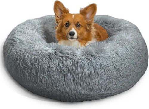 Vista 54 de Best Friends by Sheri - The Original Calming Donut - Cama calmante en forma de dona para perros y gatos - Pelo largo, azul bebé, M, 30 x 30 pulgadas