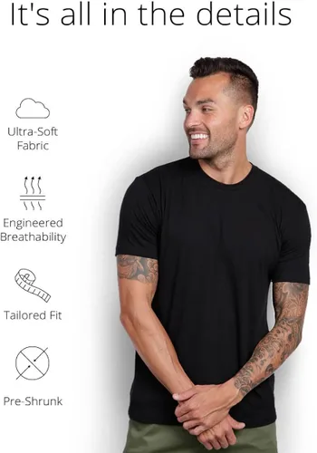 Vista 2 de INTO THE AM Camiseta para hombre, manga corta, cuello redondo, suave, ajustada, tallas S a 4XL, camisetas clásicas frescas