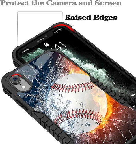 Vista 4 de Funda compatible con iPhone XR para hombres y niños, resistente a los golpes, funda de policarbonato duro de silicona suave, resistente a