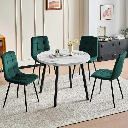 Vista 18 de Homedot Juego de mesa de comedor para 2, mesa de cocina de 3 piezas, juego de sillas de comedor redondas y negras para espacios pequeños, juego