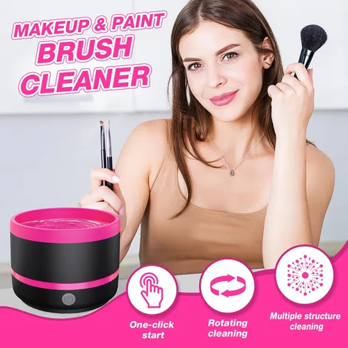 Vista 2 de Limpiador eléctrico de pinceles de pintura, taza de enjuague, enjuague de pinceles para pintar, máquina limpiadora de brochas de maquillaje