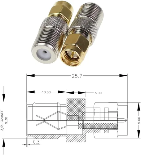 Vista 4 de exgoofit Tipo F a SMA macho hembra conector coaxial adaptador coaxial 2 sistemas 6 PC