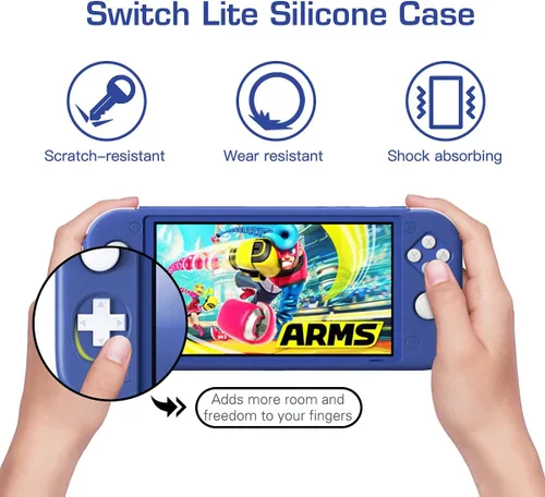 Vista 2 de MoKo Funda protectora para Switch Lite, funda de silicona, antiarañazos, absorción de golpes, antideslizante, color azul