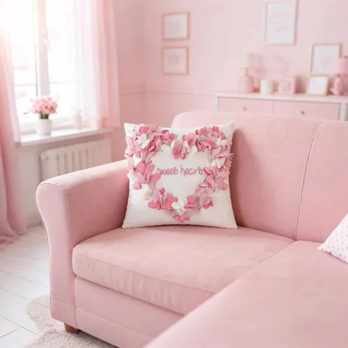 Vista 2 de KINGROSE Funda de almohada decorativa con diseño de mariposa 3D, diseño de corazón dulce, funda de cojín suave para el Día de San Valentín, Día