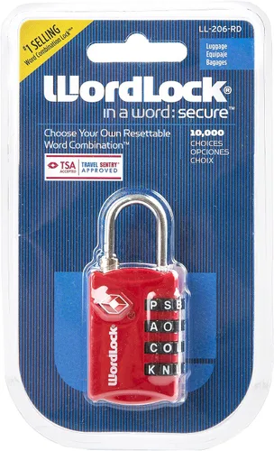 Vista 2 de Wordlock LL-206-RD - Candado de combinación aprobado por la TSA, 4 diales, rojo, normal