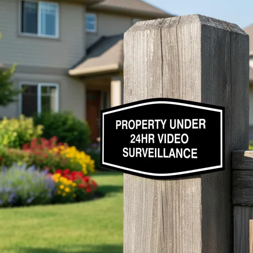 Vista 2 de Fancy Property - Señal de videovigilancia (cámara) de menos de 24 horas (negro) - Pequeño (paquete de 1)