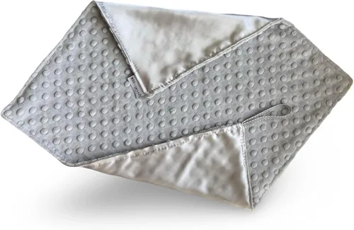 Vista 6 de MEG ORIGINAL Satin and Minky Dot - Manta de seguridad para bebé con lazo (plata/azul)