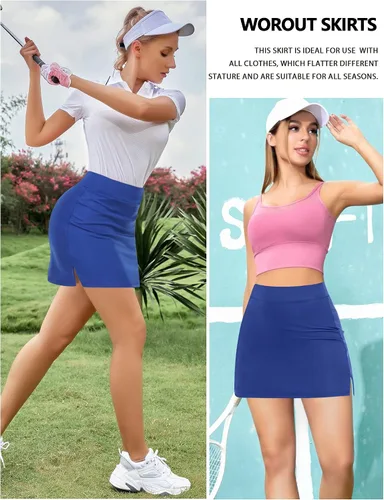 Vista 5 de Ganado Faldas de tenis para mujer con pantalones cortos con bolsillos para golf, pantalones deportivos de cintura alta, falda para correr