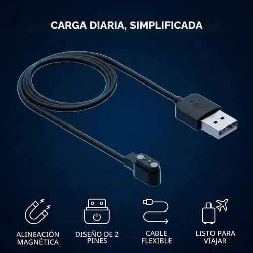 Vista 3 de Compatible con cargador de reloj inteligente Da Fit, cable de cargador USB de repuesto de 3.3 pies, cable de carga para reloj inteligente, reloj