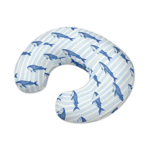 Vista 2 de Jeiento Blue Shark - Fundas de almohada de lactancia suaves y elásticas para almohadas de lactancia materna, funda reversible extraíble para bebé