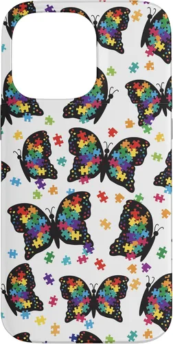 Vista 21 de Funda con patrón de rompecabezas de mariposa para iPhone 17