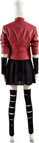 Vista 4 de Disfraz de bruja escarlata para cosplay de Wanda Maximoff, para mujer, niña, color rojo