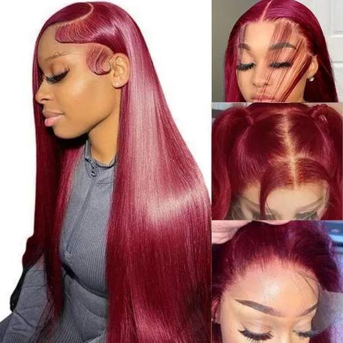 Vista 23 de Pelucas de encaje frontal rectas de cabello humano bunGiol pre arrancadas con cabello de bebé HD Pelucas de encaje frontal 13x4 sin pegamento