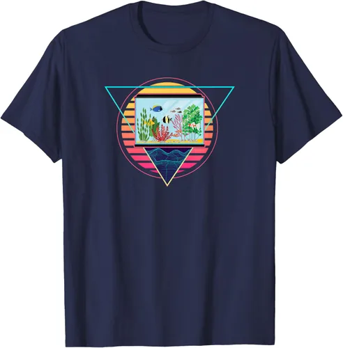 Vista 21 de Futuristic Fish Tank Synthwave Vaporwave Aquarium Aesthetic T-Shirt Negro