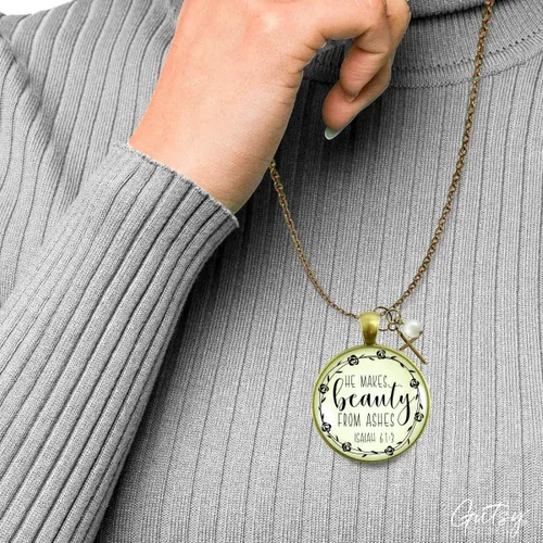 Vista 3 de Gutsy Goodness Faith He Cares - Collares hechos a mano con mensaje para mujer cristiana