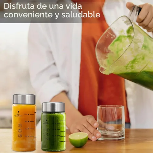 Vista 6 de Botellas de jugo de vidrio de 12 onzas - 2 paquetes de botellas de agua de boca ancha con tapas para jugos, botellas de jugo reutilizables
