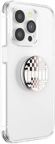 Vista 3 de PopSockets Agarre adhesivo para teléfono, soporte, soporte para teléfono, esmalte - patchwork dorado