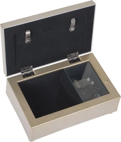 Vista 3 de Cottage Garden Caja de música pequeña con diseño de rosa en relieve en tono plateado con texto en relieve de sobrina Sweet Smile Bring Joy Plays You