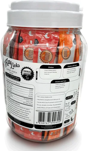 Vista 7 de Rena's Recipe Kitty Licks - Golosinas para gatos lamibles, paquete variado de pollo, 60 tubos