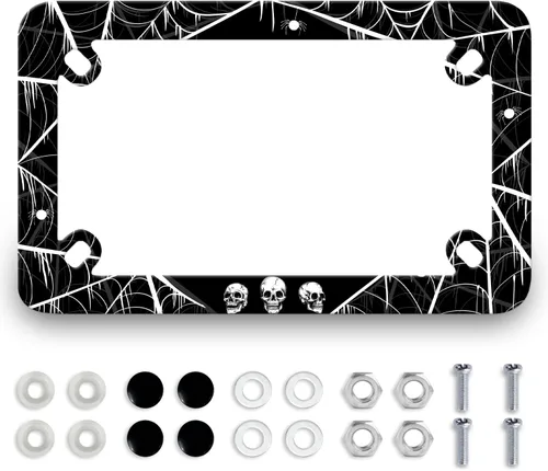 Vista 10 de Marco de placa de matrícula de motocicleta con salpicaduras de sangre para Halloween, de acero inoxidable, divertido soporte para placa