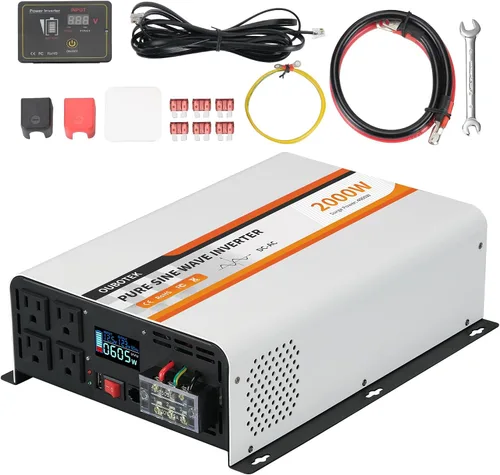 Vista 16 de Inversor de Potencia de 1000 Vatios Potencia Pico 2000W Onda Sinusoidal Pura 12V DC a 120V AC Convertidor RV con Control Remoto Inalámbrico Pantalla
