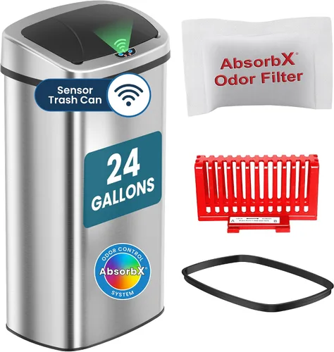 Vista 19 de iTouchless PUEDE DE BASURA AUTOMÁTICO DE 13 GALONES CON FILTRO DE ABSORTE DE OLOR Y BLOQUEO DE LA TAPA, PINDADOR DE BASURA DE COCINA DE SENSOR negro