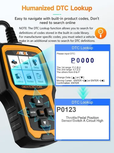 Vista 7 de ANCEL AD410 Escáner OBD2 Mejorado, Lector de Códigos de Vehículo para Luz de Check Engine, Escáner Automotriz OBD II para Diagnóstico de Fallas
