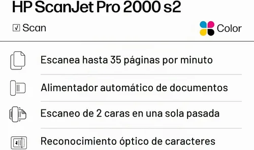 Vista 2 de HP ScanJet Pro 2000 s2, escáner rápido de 2 caras con alimentador automático de documentos, lo mejor para pequeñas empresas (6FW06A)
