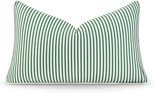 Vista 12 de Hofdeco Premium Coastal Hampton Style Funda de Almohada Lumbar para Patio Interior y Exterior Solamente, 12"x20" Resistente al Agua para Patio