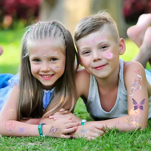 Vista 6 de 10 hojas de tatuajes temporales de mariposa de dibujos animados para niños, tatuajes temporales, calcomanías de tatuajes temporales, lindos