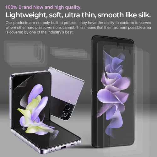 Vista 2 de Protector de pantalla mate antirreflejos para Galaxy Z Flip 4, juego de 3 películas (interior, exterior, bisagra) para un tacto perfecto, sin