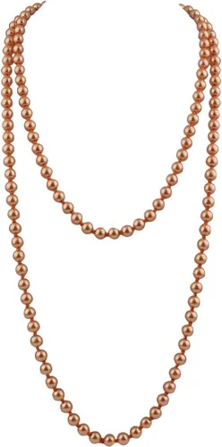 Vista 4 de modernas perlas de imitación de vidrio de lujo para mujer, collar de perlas largo hecho a mano para fiestas de 55" Negro