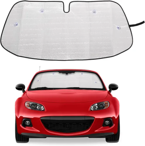 Vista 8 de Parasol para parabrisas para Mazda MX-5 Miata 2009-2015, parasol plegable y reflectante, protector solar personalizado, bloqueador UV, protector